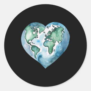 Sticker Rond Jour des terres Heart Planet Joli Jour des terres
