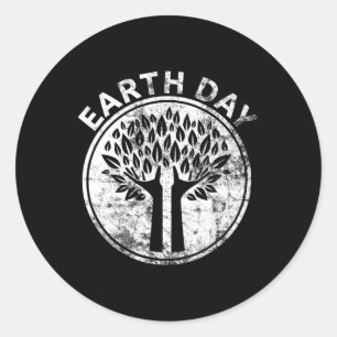Sticker Rond Jour des terres Mains Arbre Amoureux Nature Planèt