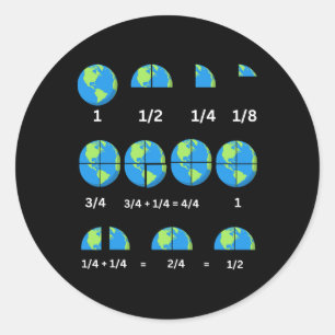 Sticker Rond Jour des terres Math Fractions de l'enseignant Fra