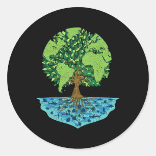 Sticker Rond Jour des terres Mondial Sauvez La Forêt Mer Nature