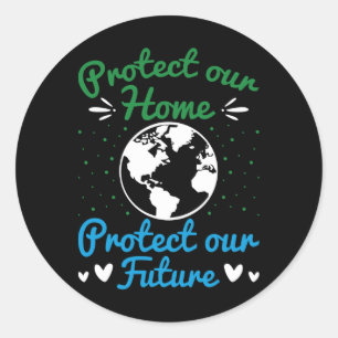 Sticker Rond Jour des terres Protéger notre Terre Protéger notr