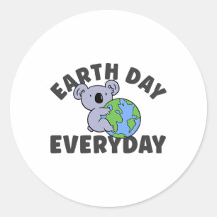 Sticker Rond Jour des terres quotidien Koala Globe