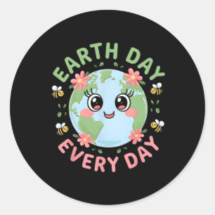 Sticker Rond Jour des terres quotidien Rétro De l'environnement