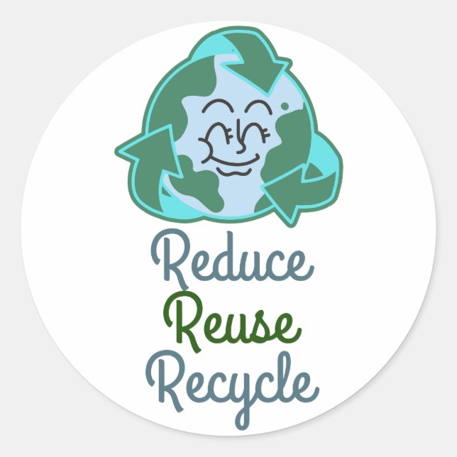 Sticker Rond jour des terres, réduire la réutilisation recycler (Devant)