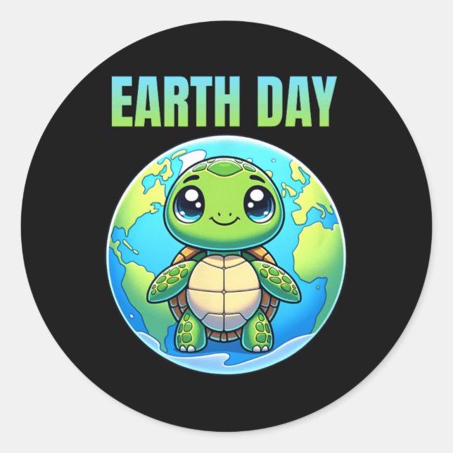 Sticker Rond Jour des terres Restaurer Earth Turtle 2025 (Devant)