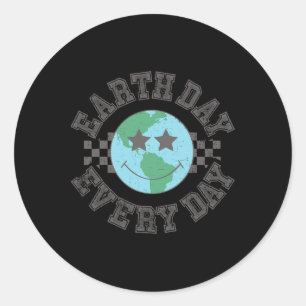 Sticker Rond Jour des terres Rétro Chaque Jour Sourire Face Jou