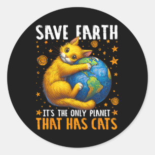 Sticker Rond Jour des terres Sauver la Terre C'est la seule pla