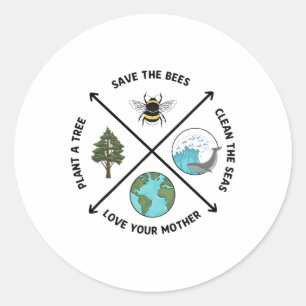 Sticker Rond Jour des terres Sauver Les Abeilles Plante Plus D'