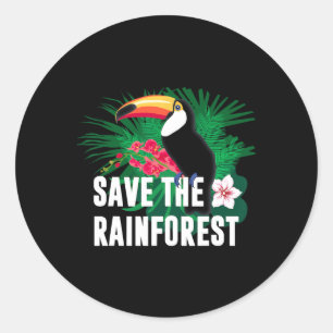 Sticker Rond Jour des terres Sauvez La Forêt-Rainforest