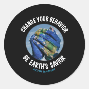 Sticker Rond Jour des terres Sauvez La Planète Plante Plus D'Ar