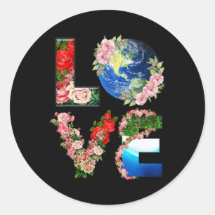 Sticker Rond Jour des terres - Sauvez l'amour dans le monde