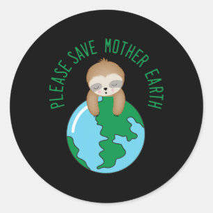 Sticker Rond Jour des terres S'Il Vous Plaît Sauvez La Terre Pl