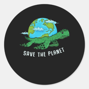 Sticker Rond jour des terres Tortue Lover Ocean Save Recycle Pl