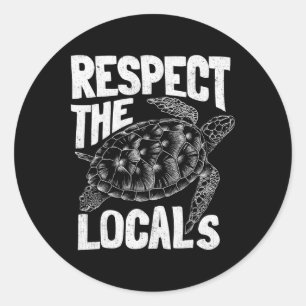 Sticker Rond Jour des terres Tortue Océanique Respectez Les Loc