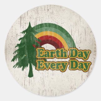 Sticker Rond Jour des terres tous les jours, Retro Rainbow