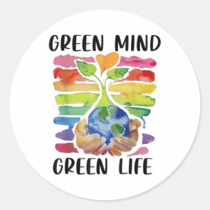Sticker Rond Jour des terres vert esprit vert Vie De l'environn