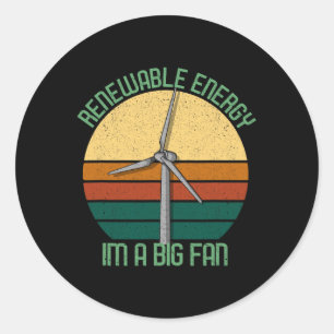 Sticker Rond Jour des terres vintage Énergie renouvelable Je su