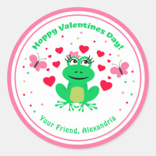 Sticker Rond Jour des Valentines de la Grenouille des Enfants R