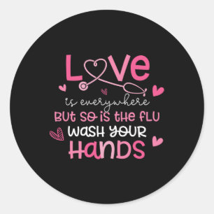 Sticker Rond Jour des Valentines Infirmière Femmes Hommes Vêtem