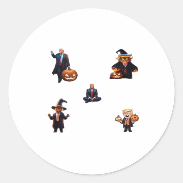 Sticker Rond Jour d'Halloween - Trumpkin Classic (Devant)