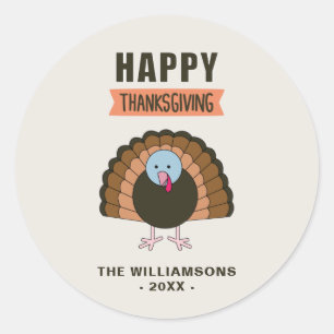Sticker Rond Jour du bon thanksgiving Turquie Gratuit vacances