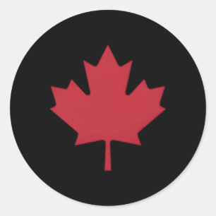 Sticker Rond Jour du Canada, drapeau rouge Feuille d'érable