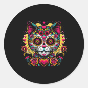Sticker Rond Jour Du Chat Dead Dia De Los Muertos Cinco De Mayo