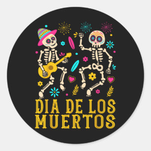 Sticker Rond Jour Du Costume Dia De Los Muertos De Skeleto Mort