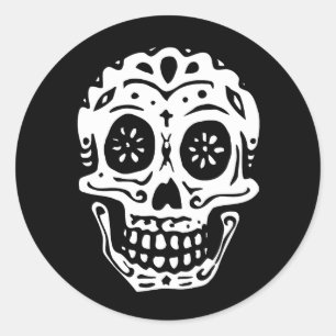 Sticker Rond Jour Du Crâne Mort-Noir