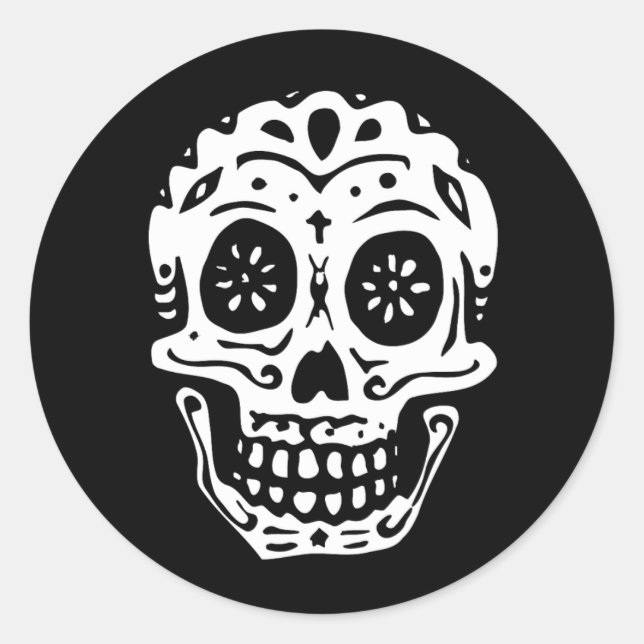 Sticker Rond Jour Du Crâne Mort-Noir (Devant)