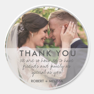 Sticker Rond Jour du mariage Photo Merci Favoriser