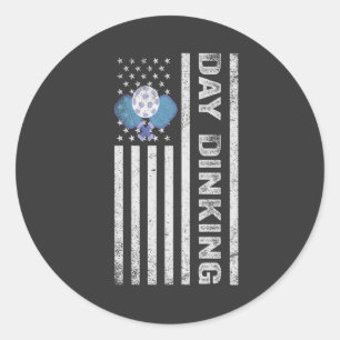 Sticker Rond Jour du Pickleball Doyen du drapeau patriotique am