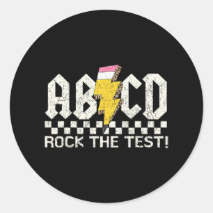 Sticker Rond Jour Enseignant Test Retro Abcd Rock Test Jour Sch