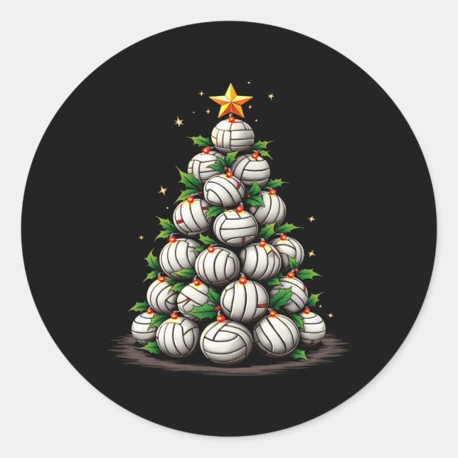 Sticker Rond Jour férié de Noël de volley-ball (Devant)