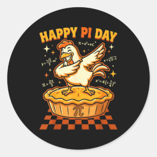Sticker Rond Jour heureux poulet pot jour gâteau amateur de mat