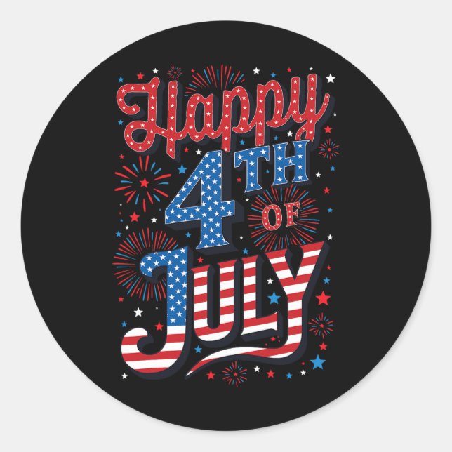 Sticker Rond Jour Joyeux 4 juillet (Devant)