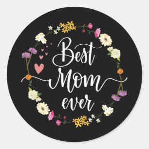 Sticker Rond Jour Meilleure maman toujours Cadeaux de fille Fil