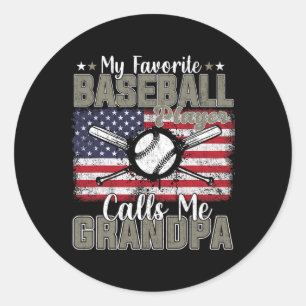 Sticker Rond Jour Mon Joueur De Baseball Favori M'Appelle Grand