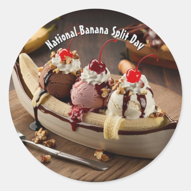 Sticker Rond Jour national de partage de bananes (Devant)
