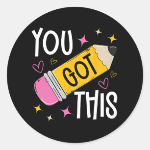 Sticker Rond Jour Où Vous Avez Ce Mignonne Enseignant Au Crayon