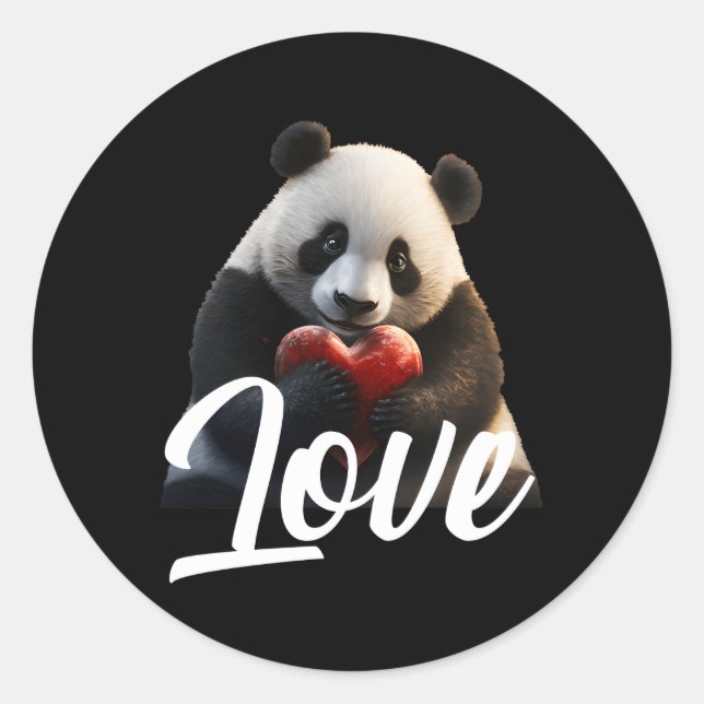Sticker Rond Jour Panda Panda Aimer He (Devant)