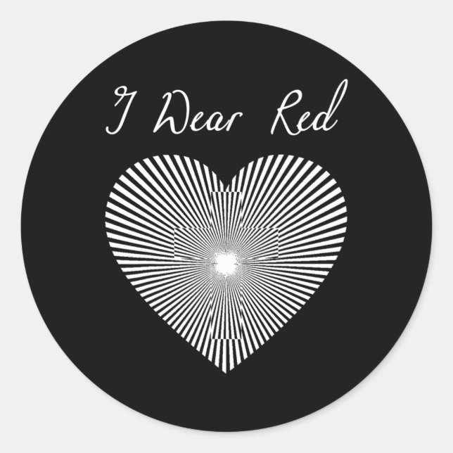 Sticker Rond Jour rouge Coeur Ruban Costume Mois des maladies c (Devant)