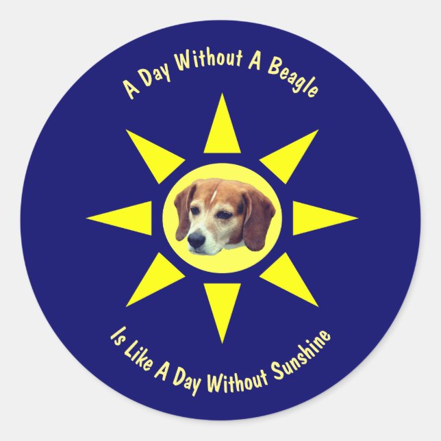 Sticker Rond Jour sans Amoureux de les chiens Beagles (Devant)
