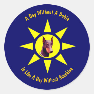 Sticker Rond Jour sans Amoureux de les chiens de Dobie