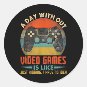 Sticker Rond Jour Sans Jeux Vidéo Drôle Joueur Joueur Garçons K