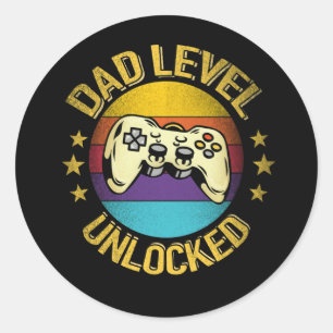 Sticker Rond Jour vintage Nouveau Niveau Papa Déverrouillé Pour