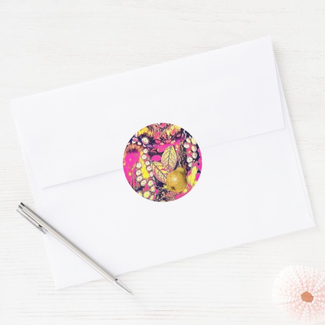 Sticker Rond Journalisation rose et jaune (Enveloppe)
