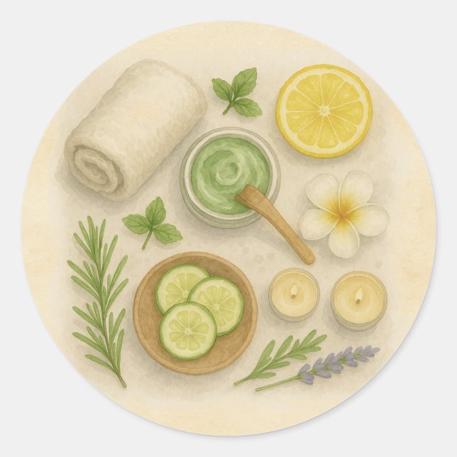 Sticker Rond Journée de beauté et de détente au Spa élégant  (Devant)