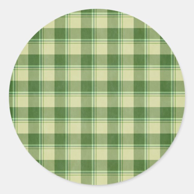 Sticker Rond Journée de la Saint Patrick à Plaid Vert (Devant)