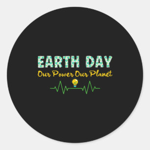 Sticker Rond Journée de la Terre pouvoir 2026 planète hommes fe